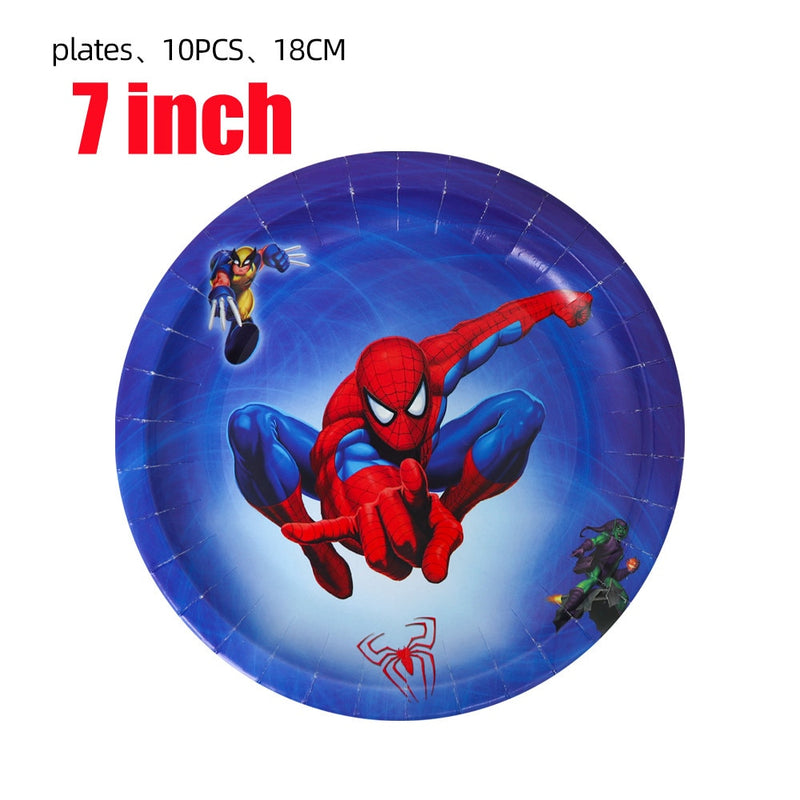 10/20 people Spiderman Theme Birthday Party Decorations Set Paper Cup 7inch Plate Superhero Baby Shower Kids Boys Party Supplies