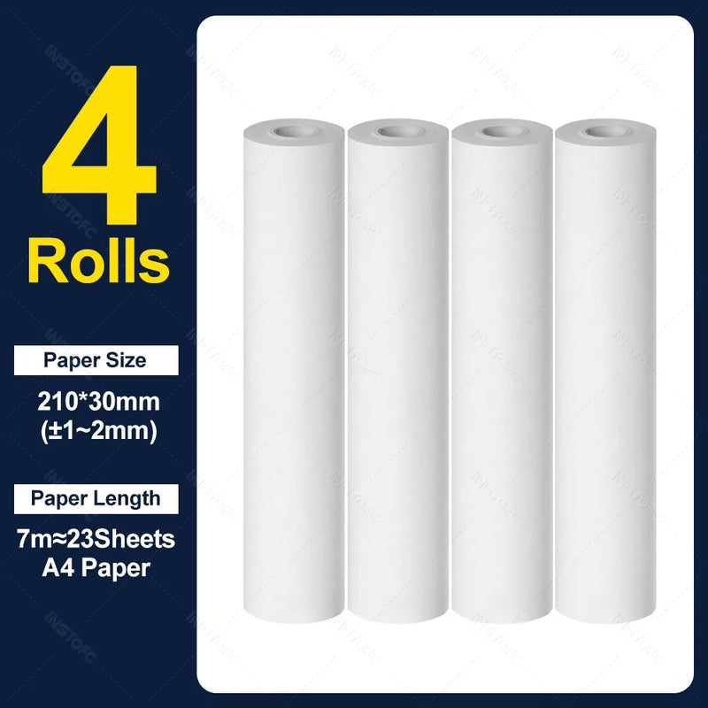 A4 Thermal Paper Thermal Printing Paper 210*30mm for A4 Wireless Bluetooth A40 Portable Printer Paper Rolls