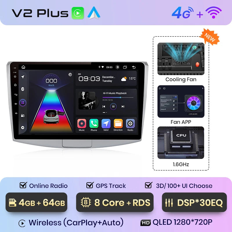 Junsun V1 AI Voice Wireless CarPlay Android Auto Radio for VW Passat B6 B7 CC 2010 - 2015 4G Car Multimedia GPS 2din autoradio