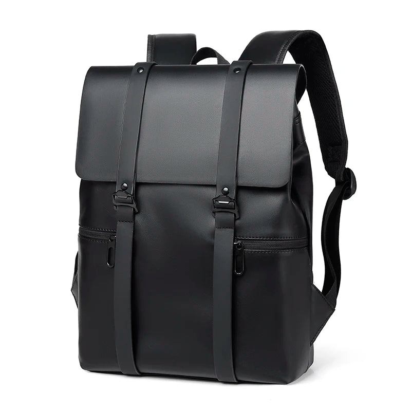 Black Leather Men Backpack Genuine Travel Bag Casual Daypack Fashion School s Large Laptop Soft Skin 14 Backpack