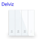 Delviz 16A wall light switch, grey crystal glass panel, Lamp push button switch controller, 1gang 2ways UK Standard Power Switch