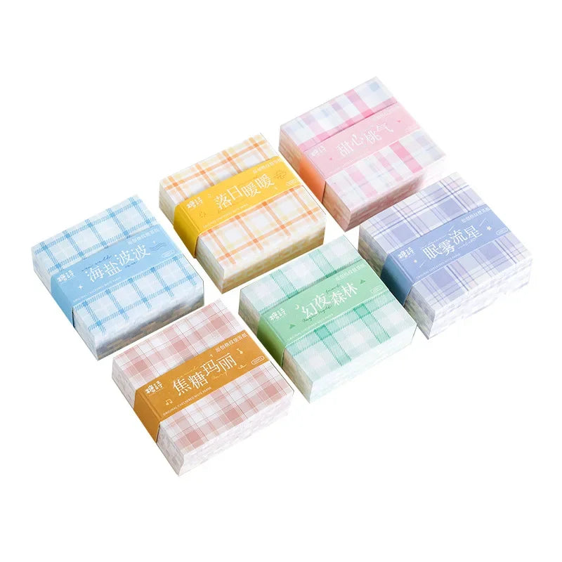 200pcs/pack Checkered Simple Grid Square Notes Memo Non-sticky Account Diary Message Material Decorative Backing Paper