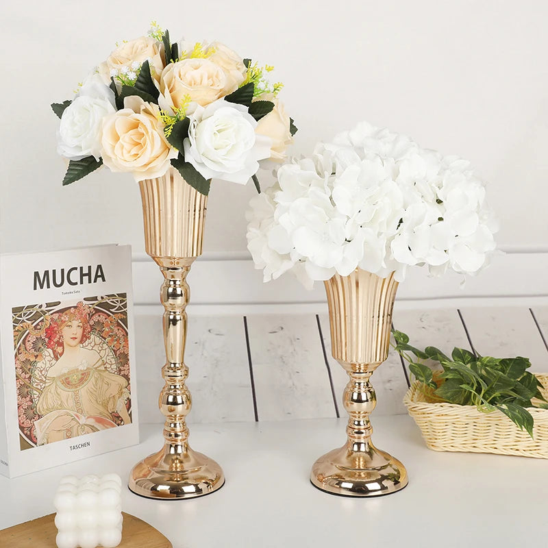 Table Gold Iron Vase Candle Holder Arrangement Wedding Flower Centerpiece Vase Wedding Props Vase Home Decoration Furnishings