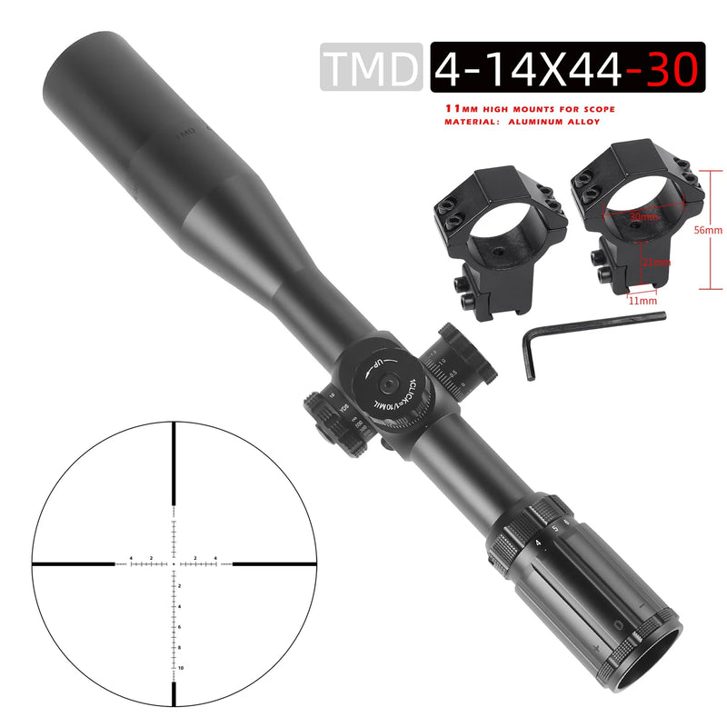 LunetaTMD 4-14x44 FFP Optics Tactical Rifle Scope Hunting First Focus Plane Lunettes Spotting Scopes Optical Collimator  Sight