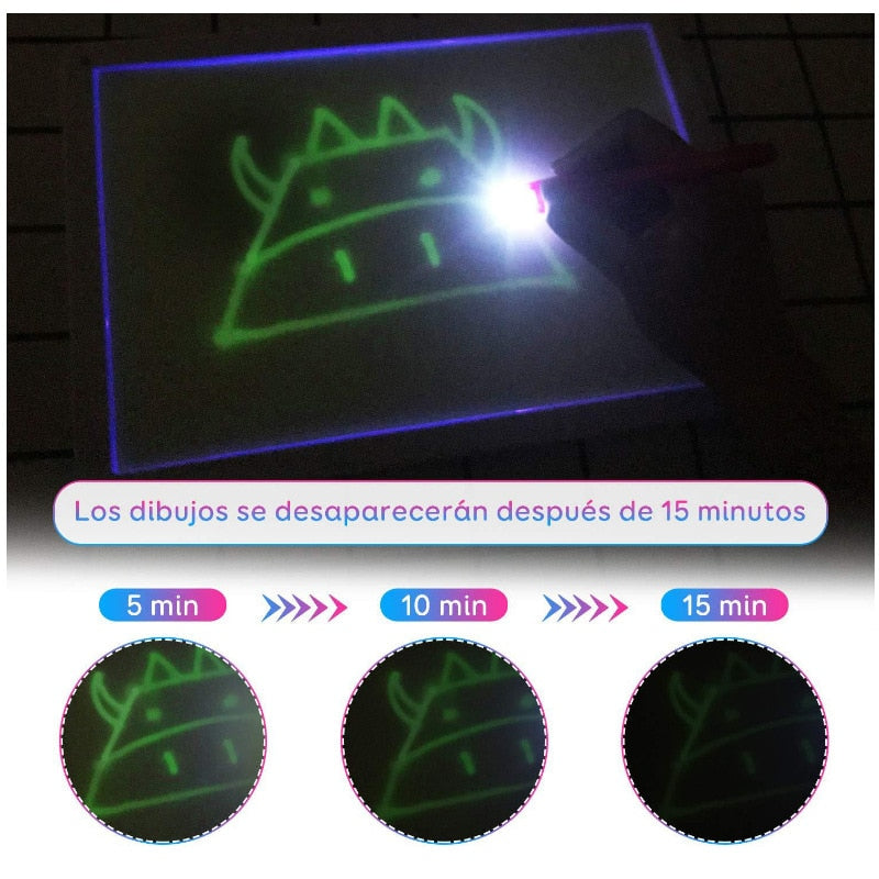 A3 A4 A5 Magic Luminous Drawing Board Draw With Light-Fun Sketchpad Board Fluorescent Pen Russian English Light Up Draw Toys