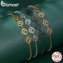 Bamoer Genuine 925 Sterling Silver Cute Pet Footprints Bracelet Cat Paw Adjustable Chain Bracelet for Women Birthday Gift SCB096