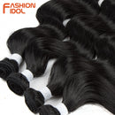 FASHION IDOL Body Wave Ponytail Hair Bundles 26 Inch Soft Long Synthetic Hair Weave Ombre Brown 613 Blonde 100g Hair Extensions