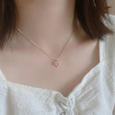 2022 New Fashion Trend Unique Design Elegant Delicate Pink Love Zircon Clavicle Necklace Women Charms Female Jewelry Party Gift