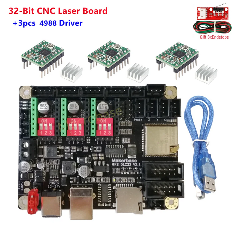 grbl 32 bit CNC shield controller ESP32 WIFI MKS DLC32 offline control panel TS24 touchscreen for laser marking machine