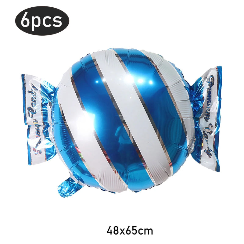 6Pcs Christmas Candy Cane Foil Balloons Round Windmill Lollipops Candy Helium Foil Balloons for Xmas Wedding Birthday Decoration
