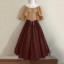 Women Patchwork Medieval Renaissance Dress Halloween Gothic off Shoulder Retro Long Dress