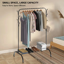 Metal Clothes Rail Heavy Duty Clothes Rack Single Hanging Portable Bedroom Freestanding Clothing Rack Storage Shelf With Hooks