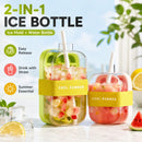2 in 1 Ice Cube Tray Water Bottle Portable Ice Maker Mold Press Water Fill Ice Bucket Box for Summer Drinks