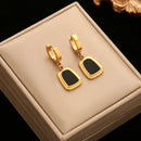 EILIECK 316L Stainless Steel Black White Geometric Earrings For Women Girl Fashion Ear Dangle Jewelry Holiday Gift Bijoux Серьги