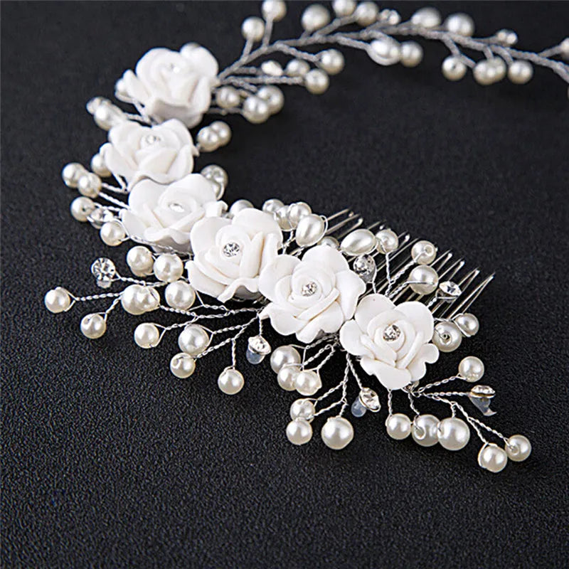 Made Hair Color Pearl Wedding Hair Combs Hair Accessories for Bridal Flower Headpiece Women Bride Hair ornaments Jewelry