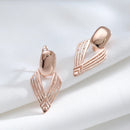 Kinel New Fashion Glossy Drop Earring for Women Unusual Geometry Hollow 585 Rose Gold Color Ethnic Bride Daily Fine Jewelry