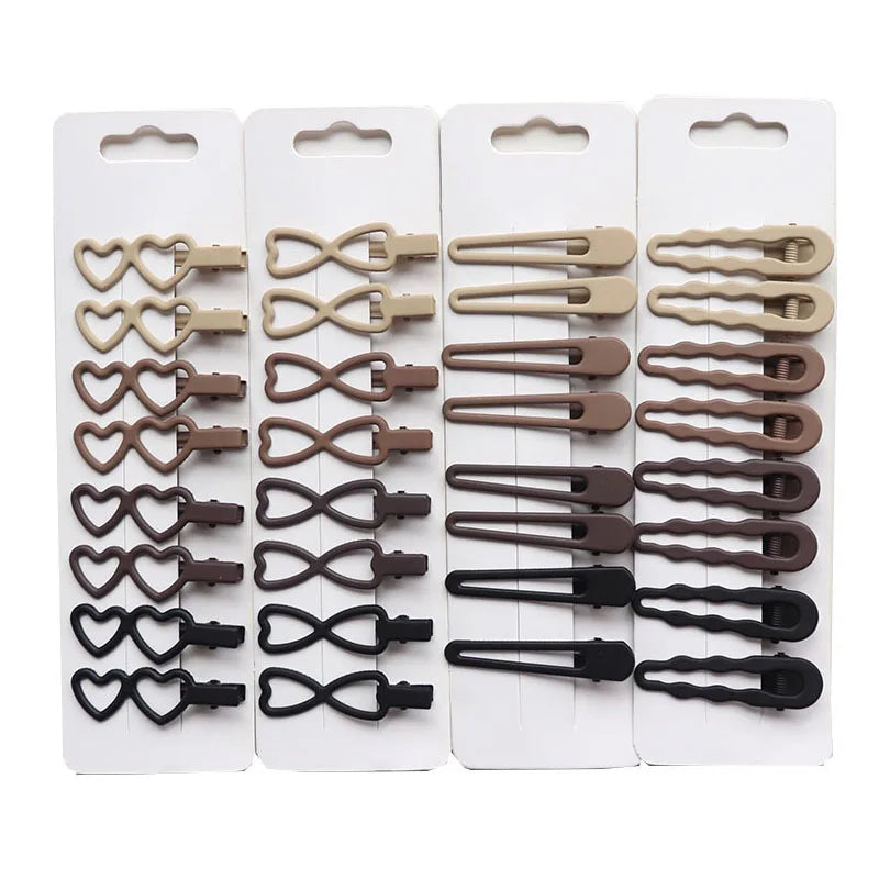 8Pcs/Set Women Girs Vintage Frosted Geometry Hairpins Adult Lovely Alloy Ornamentr Hair Clips Female Fashion Hair Accessories