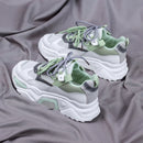 Women's Chunky Sneakers 2021 Fashion Women Platform Shoes Lace Up Breathable Air Vulcanize Shoes Women Female Trainers Dad Shoes