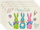 2024 Easter Rabbit Table Runner Linen Bunny Dining Table Cloth Placemat Spring Holiday Happy Easter Decoration for Home Kitchen