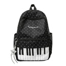 New Large Capacity Polka Dot Backpack Lightweight Multifunctional Piano Key Backpack Black Piano Mochilas for Women