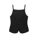 HH Summer Women Solid Square Collar Single Breasted Vest-style Sleeveless Top+High Waist Zipper Side Pocket Mini Shorts Suit