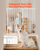 SucceBuy Baby Gate 28/30/36 Inches High Dog Gate Easy Step Walk Thru Child Pet Security Pressure Mount Kit Wall Cups Doorways