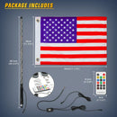 2PCS 3/4FT Bluetooth and Remote Control Colorful Spiral LED Whip Lights Lighted Antenna Whips for ATV Polaris RZR Flagpole Lamp