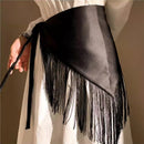 Women Retro Waistband Tassel Wide Waist Belt Fashion Triangle Tassel Corset Belt Shirt Dress Coat Decor Accessories