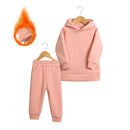 2026 Neuheiten Kleidung für kleine Mädchen Trainingsanzug 2-teiliges Set Warmer Fleece Einfarbiger Pullover+Hose Loungewear-Anzug für Kinder