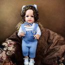 55 cm/22 inch Realistic Girl Reborn Baby Doll Silicone Vinyl Full Body Doll Reborn with Curls Birthday XMAS Easter Gift Toy
