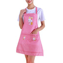 Kitchen Apron Home Cleaning Tools Double Pocket Cartoon Rabbit Adults Lady Women Apron Easter Cotton Linen Household Supplies