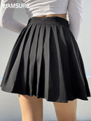 IAMSURE Preppy Style Casual Letter Embroidered 90s Pleated Skirt Korean Streetwear Fashion High Waist Mini Skirt For Women