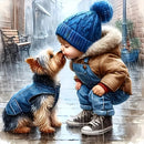 Full Embroidery Eco-cotton Thread 11CT Printed Boy Cross Stitch Kit Art 40x40cm