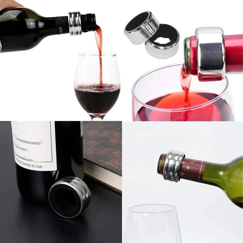 Stainless Steel Wine Bottle Collar Drip Ring Velvet Lined Anti-spill Wine Drip Trap for Home Bars, Restaurants, Outdoor Parties