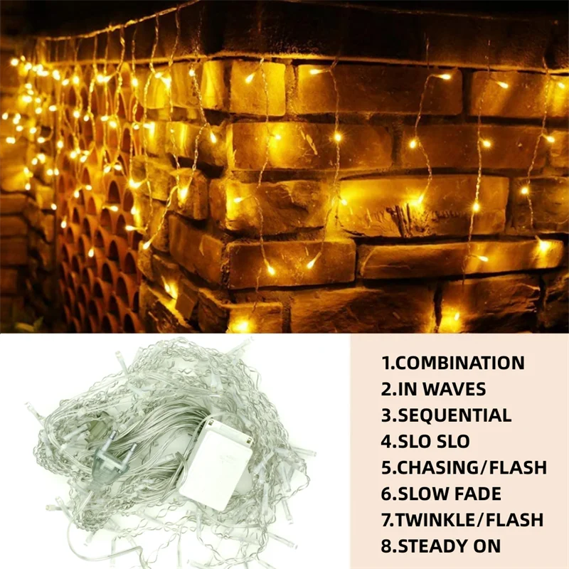 Christmas Decorations For Home Outdoor LED Curtain Icicle String Light Street Garland On The House Winter 220V 5m Droop 0.4-0.6m