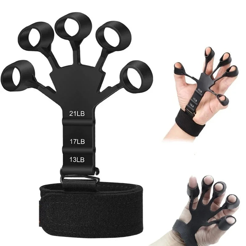 Finger Gripper Flex Gripster Guitar Hand Grip Exerciser Strengthener 6 Resistant Levels Expander Rubber Finger Trainer Elastic