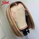 Highlight P4/27 Peruvian Remy Hair Short Bob Ombre Human Hair Wigs Blond Wig Straight Bob Wig 13*6*1 Lace Front Wigs For Women