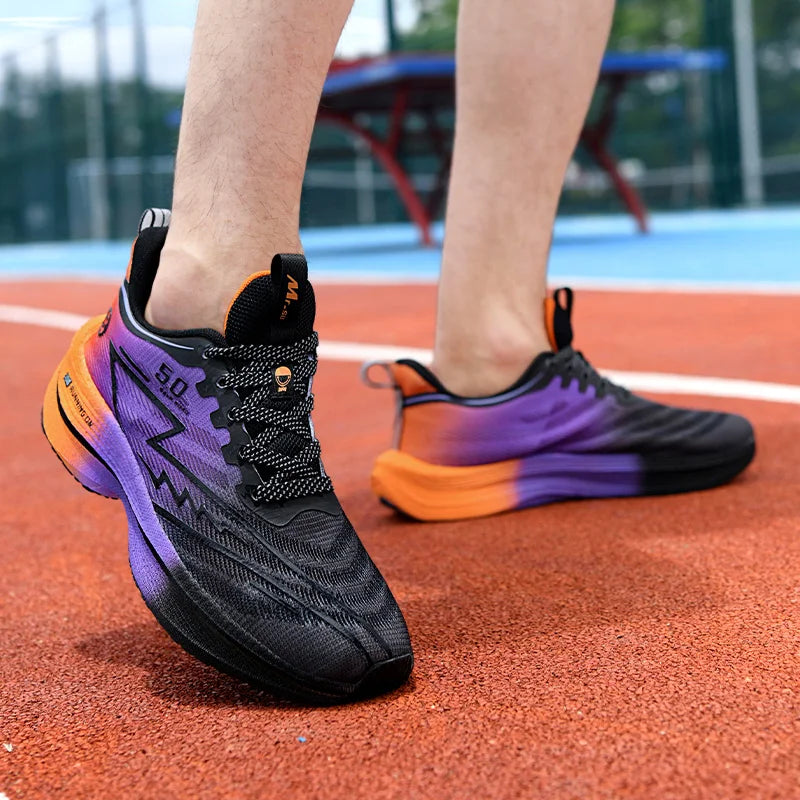 New Men's Carbon Plate Running Shoes Soft Cushion Shock Absorbing Sports Shoes Unisex Sneakers Light Anti-Slip Training Shoes