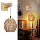Led Rattan Wall Lamp Bedroom Living Room Corridor Wall Light E27 Bedside Lamp Retro Woven Lamps Indoor Lighting Fixtures