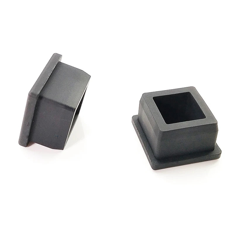 9-50mm Black/White Square With Hole Silicone Rubber End Cap T-Plug Tube Box Part Insert Sealing Plug Square Tube Shielding Plug