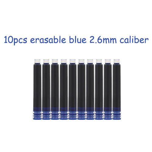 10pcs/pack 2.6mm Caliber Ink Cartridges for Fountain Pens Black/Dark Blue/Red/Erasable Blue Disposable Cartridges Ink Supplies