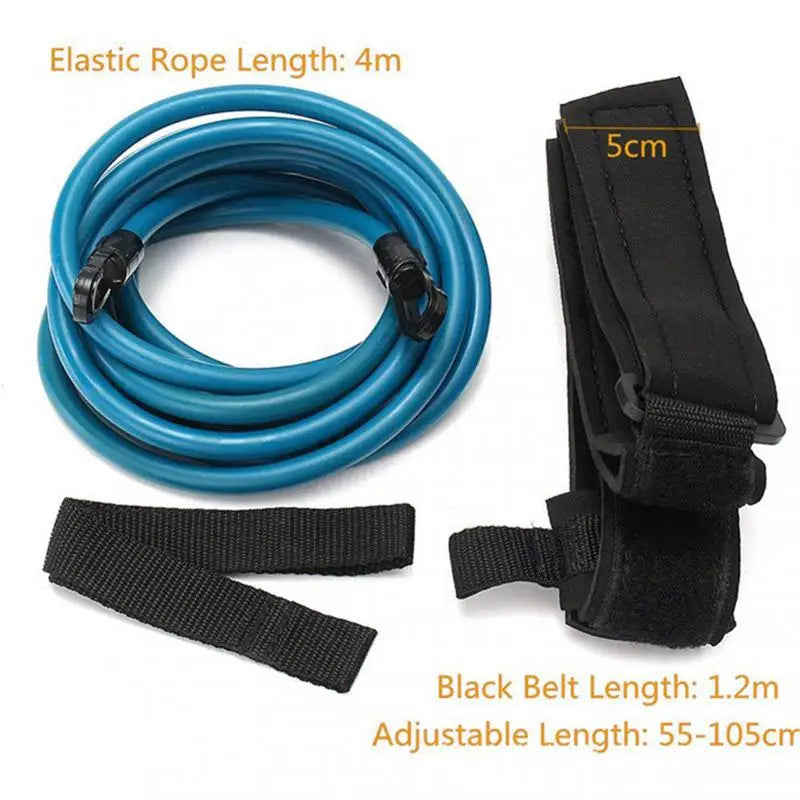 4M Adjustable Swim Training Resistance Belt High Quality Elastic Rope Swim Pool Safety Training Band Latex Tubes Exerciser