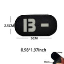 5*2.5CM IR Reflection Blood Type A B AB O POS NEG Embleem Hook and Loop Patches,Tactical Badges Clothes Stickers Glow in Dark