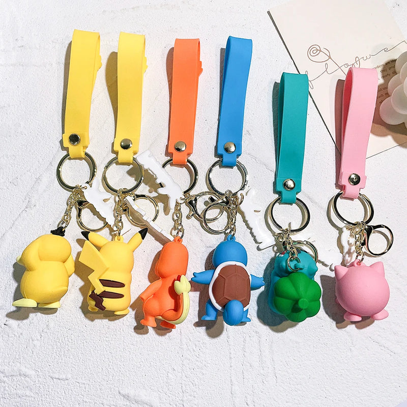 Pokemon Keychain Pikachu Anime Action FiqureToy Kawaii Cartoon Fashion Charmander PsyduckDoll Keyring Car Bag Pendant Kid Gift