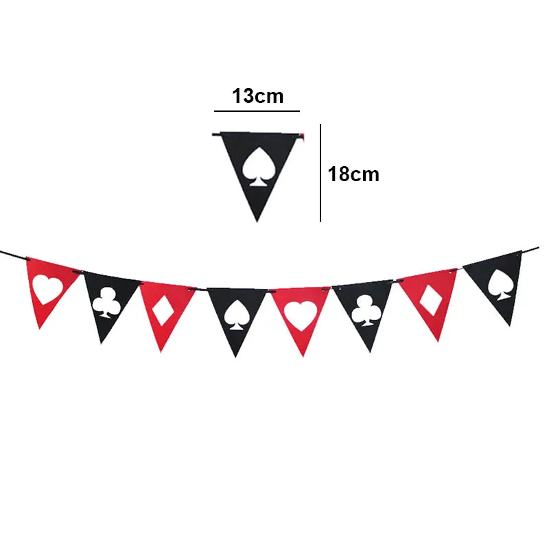 Casino Table Runner Decor Las Vegas Table Cover Poker Night Themed Table Decoration Casino Playing Card Birthday Party Supplies