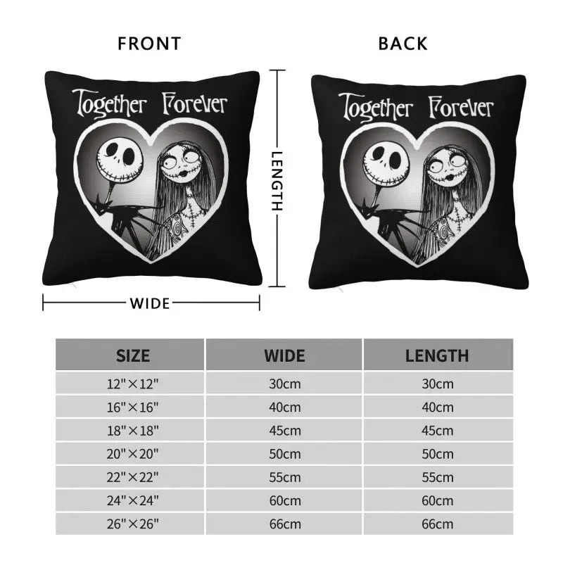 Custom Halloween Skull Jack Sally Throw Pillow Case Home Decor Nightmare Before Christmas Movie Cushion Cover Square Pillowcase