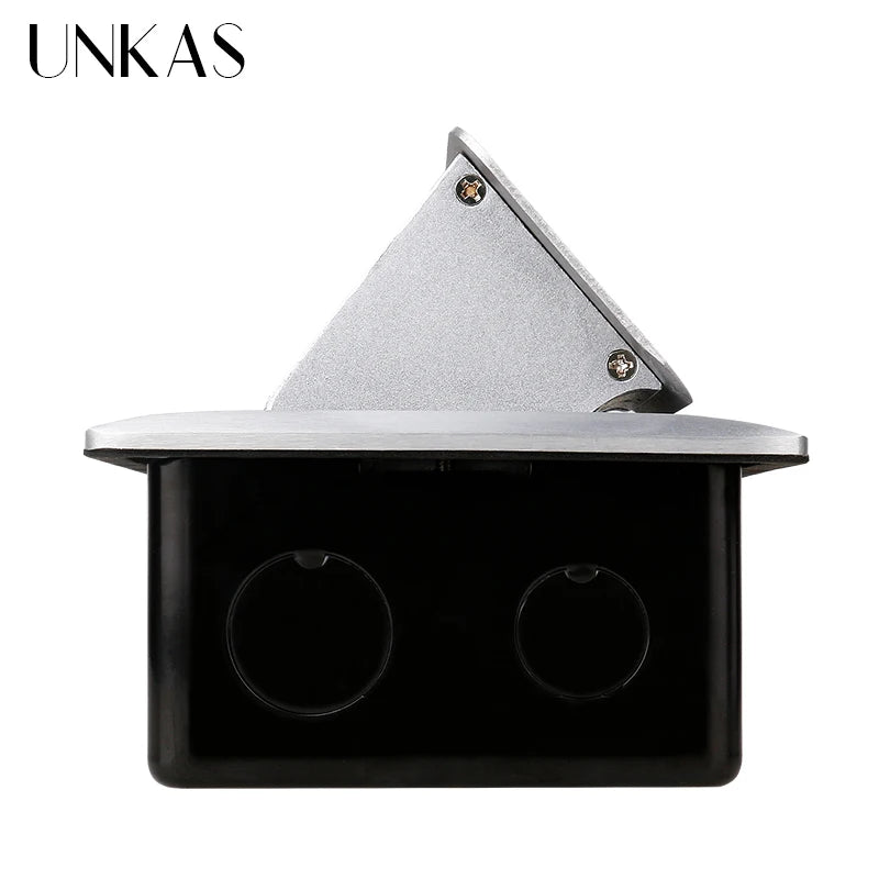 UNKAS New Type C Port PULL POP UP 3 Power EU Socket Silver Black Kitchen Table Desktop Plug Floor Socket