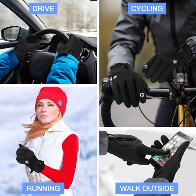 Winter Gloves For Men Waterproof Windproof Cold Cycling Gloves Snowboard Motorcycle Riding Driving Warm Touchscreen Zipper Glove