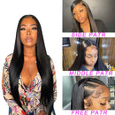 13x6 Lace Front Wigs Human Hair Pre Plucked Straight Human Hair Wig 200% Density HD Lace Frontal Wigs for Women Natural Black