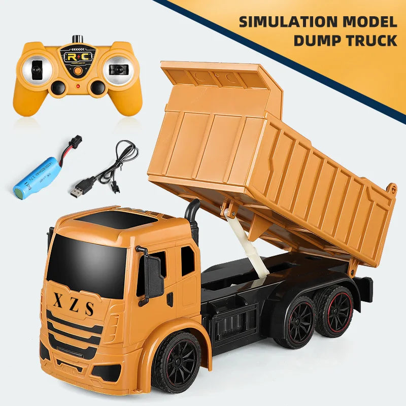 RC Car Children Toys Remote Control Alloy Car Toys For Boys Radio Control Excavator Dump Truck Bulldozer Electric Car Kids Gifts